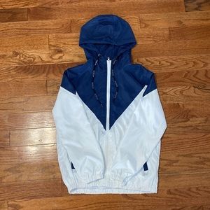 navy blue and white jacket